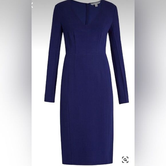 Diane von furstenberg milena long sleeve sheath dress azurite blew new 8 - Picture 1 of 8